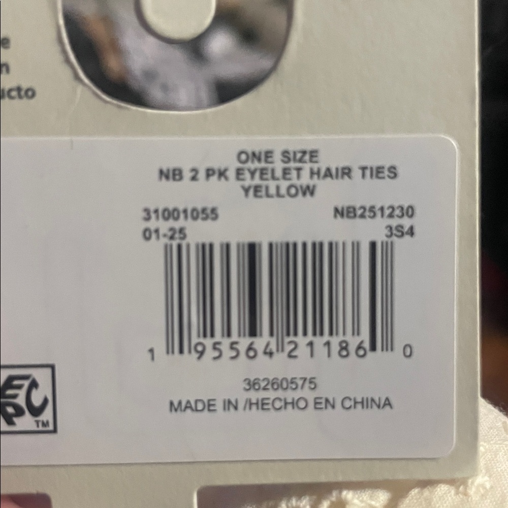 🔴 3/$12 No Boundaries 2-Pack Eyelet‎ White and Yellow Hair Ties! NEW! - Picture 5 of 5